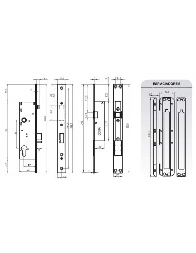 Cerradura electromecánica - Distancia 50 mm.