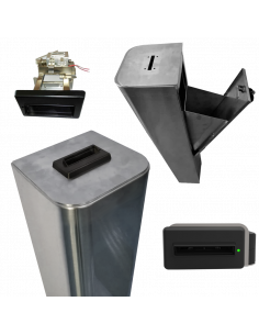 Pedestal con buzón traga-tarjetas motorizado