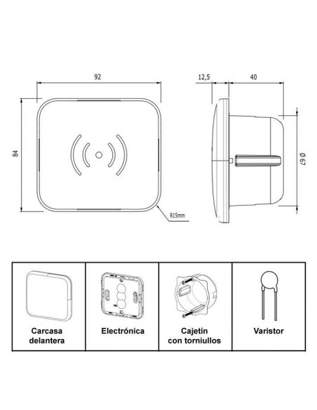 Lector de proximidad para empotrar EM (125 kHz salida Wiegand )