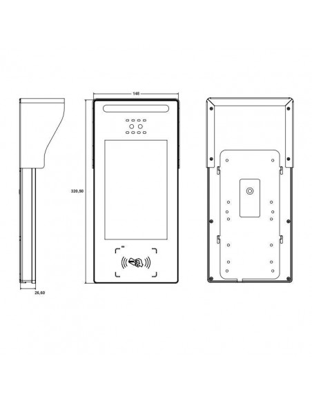 Terminal facial control de presencia - acceso, detección de temperatura y mascarilla - WIFI