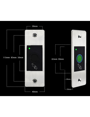 Terminal Biométrico empotrable de control de acceso con huella y RFID