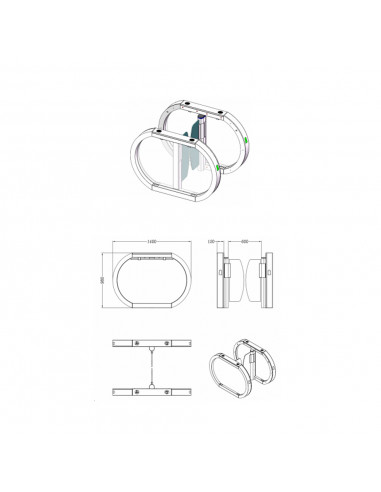 Pasillo automático con paneles acrílicos batientes