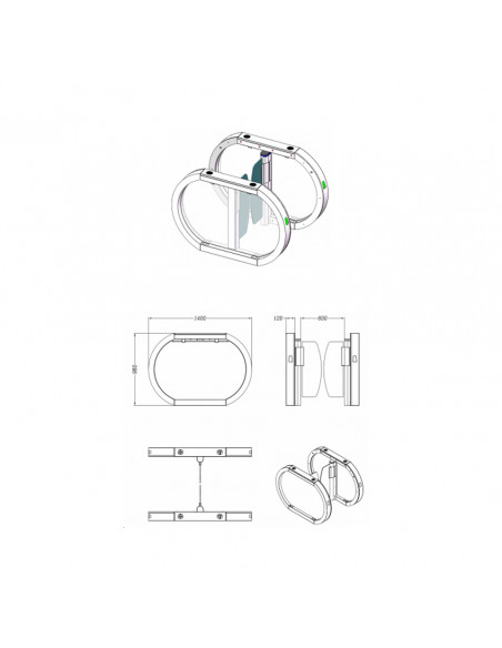 Pasillo automático con paneles acrílicos batientes