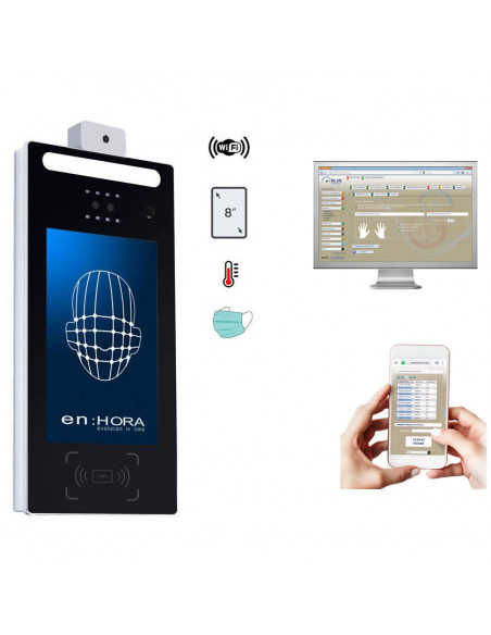 Control de presencia facial, temperatura y mascarilla - Pack TODO EN UNO (Opcional fichar por smartphone o PC)