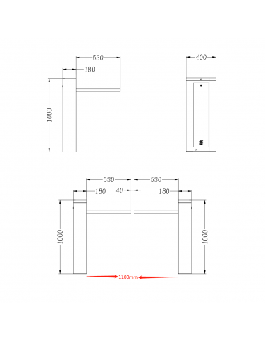 Torno con brazo escamoteable - 1 sentido de paso por torno