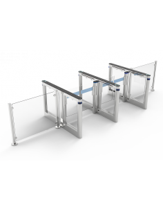 Pasillo automático con paneles acrílicos batientes