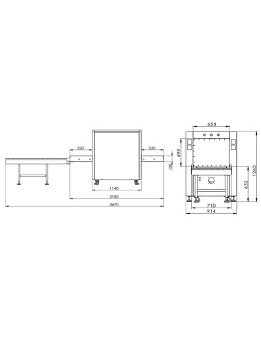 Equipo de RAYOS X para Inspección de Equipaje de mano con cónsola.