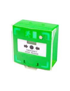 Pulsador de salida de emergencia retroiluminado, rearmable con tripe contacto conmutado y alarma.