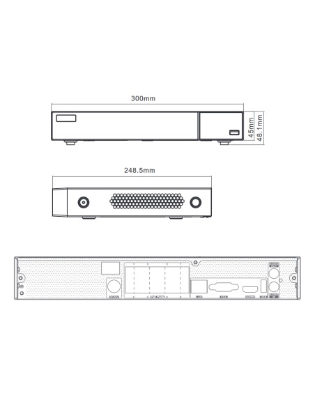 Videograbador NVR 8ch hasta 8Mpx.Reconocimiento Matriculas - Detección facialE/S Audio Alarma 1HDD