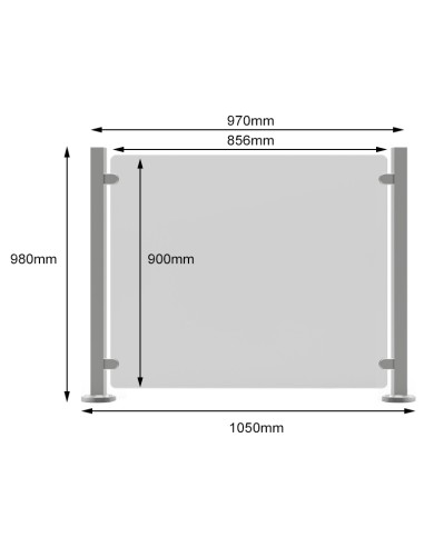 Cerramiento acero inoxidable con Pedestales para Cristal