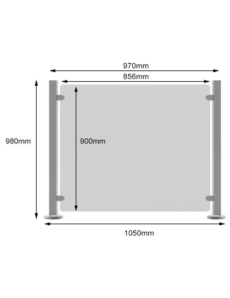Cerramiento acero inoxidable con Pedestales para Cristal