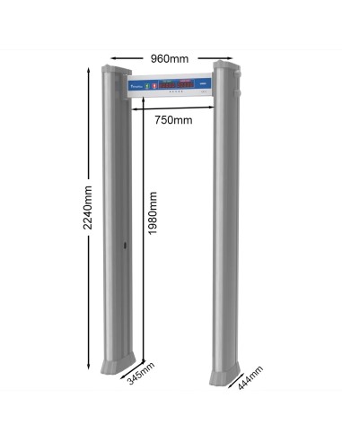 Arco detector de metales de 6 zonas para exterior