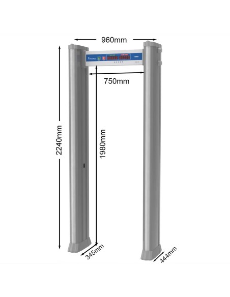 Arco detector de metales de 6 zonas para exterior