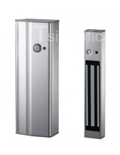 Tirador con cerradura electromagnética y pulsador incorporados