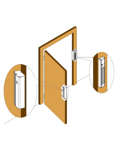 Tirador con cerradura electromagnética y pulsador incorporados