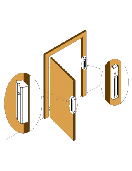 Tirador con cerradura electromagnética y pulsador incorporados